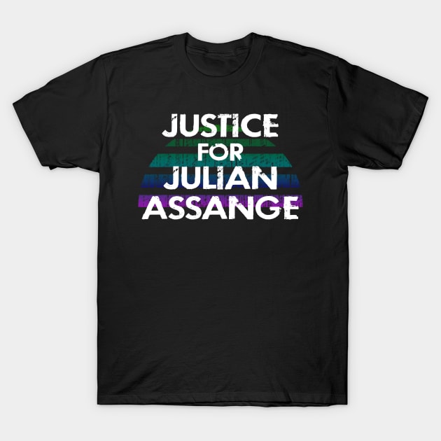 Justice for Julian Assange. WikiLeaks. Modern day hero. Violation of human rights. Freedom of press. Distressed retro design. Save free speech. T-Shirt by IvyArtistic